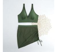 Ensemble de bikini 2025 avec jupe en maille, traversée des frontières vers l'Europe et l'Amérique, maillot de bain amincissant sexy à taille coulissante avec contrôle du ventre, tenue de plage pour va