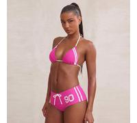 Ensemble de bikini à deux pièces avec string et culotte cheeky. Tenue de maillot de bain rayée rouge sportive pour les vacances à la plage pour femmes L,M,S,XL,XSBlocs de couleurÉtoffe