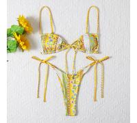 Ensemble de bikini à fleurs ribbon à petits motifs pour la plage d'été L,M,S,XL,XSFloral,TribalÉtoffe