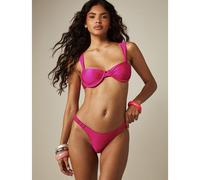 Ensemble de bikini balconnet à haute brillance avec détail torsadé devant, bretelles larges et bas échancré pour l'été et la plage L,M,S,XL,XSUnicoloreÉtoffe