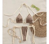 Ensemble de bikini deux pièces dernier cri européen et américain pour vacances à la plage en été L,M,S,XSPolyester