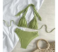 Ensemble de bikini élégant et décontracté pour femmes, tenue de plage faite main avec corde pour fête de piscine sur l'île L,M,S,XL,XSUnicoloreÉtoffe