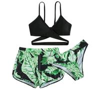 Ensemble de Bikini Fille Maillots de Bain 3 Pièces Mignon Imprimé Bikini Triangle 11-12ans