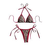 Ensemble De Bikini Imprimé Léopard for Femme Triangle Halter String Maillot Bain Deux Pièces Multicolore Small(Multicolor,Large)