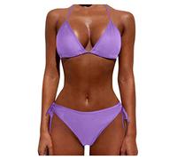 Ensemble de bikini pour femme Push Up Brésilien Sexy Maillot de bain deux pièces rembourré Tops et culottes Viking Riou, pourpre, M