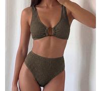 Ensemble de bikini pour femmes de plage d'été avec lien circulaire texturé L,M,S,XL,XS,XXLUnicoloreÉtoffe