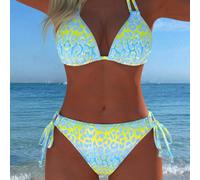 Ensemble de bikini sexy à col ras-du-cou pour femmes, maillot de bain à imprimé léopard avec liens latéraux, convient pour les tenues de plage décontractées et les vacances d'été, nouvelle arrivée, va
