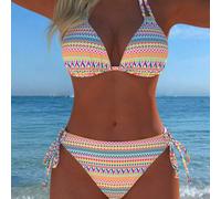 Ensemble de bikini sexy à col ras-du-cou pour femmes, tissu imprimé bohème, maillot de bain de plage, nouvelle arrivée, maillot de bain de vacances d'été et de voyage, style tricoté L,M,S,XL,XXLImprim
