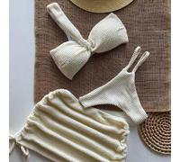 Ensemble de bikini sexy à une épaule en trois pièces, dans le style européen et américain pour l'été L,M,S,XSTissu tricoté