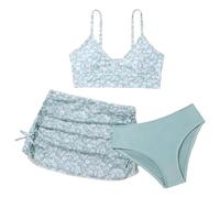 Ensemble de Bikinis Enfants Fille Maillot de Bain Filles 3 Pièces Haut + Slip + Short de Bain Swimwear Set 8-14 Ans Bikini Maillots De Bain pour Enfants Maillots de Bain Fille