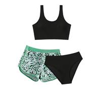 Ensemble de Bikinis Enfants Fille Maillot de Bain Filles 3 Pièces Haut + Slip + Short de Bain Swimwear Set Sport Plage Natation Piscine Vacances pour 5-14 Ans