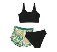 Ensemble de Bikinis Enfants Fille Maillot de Bain Filles 3 Pièces Haut + Slip + Short de Bain Swimwear Set Sport Plage Natation Piscine Vacances pour 5-14 Ans