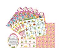 Ensemble de Bingo sur Le thème de Pâques - Jeu de Vacances Religieux pour Les | École du Dimanche activité de Nuit en Famille | Comprend 24 Cartes, marqueurs idées de Prix (4 Ans Plus