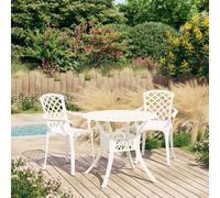 Ensemble de Bistro 3 pcs Aluminium Coulé Blanc Patio Mobilier Jardin vidaXL