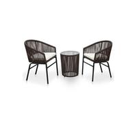 Vidaxl Ensemble De Bistro 3 Pcs Avec Coussins Rotin Pvc Marron Marron