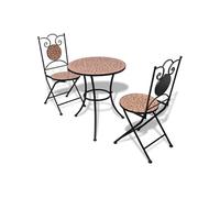 vidaXL Ensemble bistro table 60 + 2 chaises mosaïque carreaux céramiques terre cuite jardin 271770