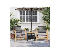 Vidaxl Ensemble De Bistro 3 Pcs Noir Résine Tressée Et Bois D'acacia