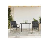 Ensemble de Bistro et Coussins Table 3 pcs Gris Clair Résine Tressée vidaXL
