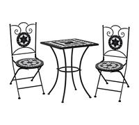 Ensemble de Bistro 3 pcs mosaïque Carreau céramique Noir Blanc,Mobilier de Jardin,Salons de jardin-279414