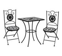 Ensemble de bistro 3 pcs mosaïque Carreau céramique noir Blanc Noir G