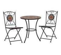 vidaXL Mobilier de bistro 3 pcs mosaïque Carreau céramique Orange/Gris