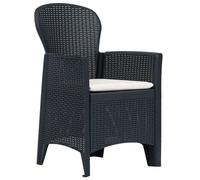 Ensemble De Bistro 3 Pcs Plastique Anthracite Aspect De Rotin Gris