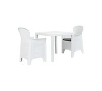 Ensemble De Bistro 3 Pcs Plastique Blanc Aspect De Rotin Blanc