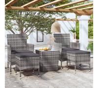 Ensemble de Bistro 3 pcs Résine Tressée et Verre Trempé Beige Mobilier vidaXL
