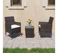 Vidaxl Ensemble De Bistro 3 Pcs Résine Tressée Et Verre Trempé Marron