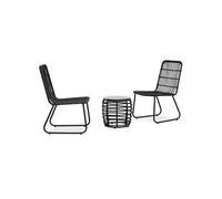 Ensemble de bistro 3 pcs Résine tressée Noir