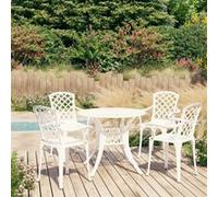 Vidaxl Ensemble De Bistro 5 Pcs Aluminium Coulé Blanc