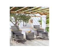 Ensemble de Bistro 5 pcs Meubles d'Extérieur Mobilier de Patio Meubles de Terrasse Mobilier de Jardin Résine Tressée 3058375