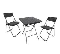 Ensemble de bistro au design rotin et bois noir - 1 table/2 chaises - Salon de jardin pliable pour jardin et balcon - Table de bistrot Chaise de bistrot Chaise de jardin Chaise pour jardin, balcon,