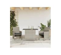 Vidaxl Ensemble De Bistro 3 Pcs Et Coussins Gris Clair Résine Tressée