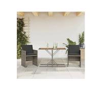 Ensemble de Bistro avec Coussins 3 pcs, Chaises et Table de Patio, Meubles de Terrasse Arrière-cour Extérieur, Gris 365067