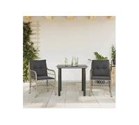 Ensemble de Bistro avec Coussins 3 pcs, Table et Chaises de Jardin, Ensemble de Meubles d'Extérieur Balcon, Moderne, 3212173