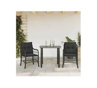 vidaXL Ensemble de Bistro avec Coussins 3 pcs, Table et Chaises de Jardin, Ensemble de Meubles d'Extérieur Balcon, Moderne, 3212103 Or G