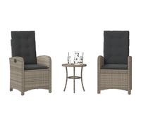 Ensemble de Bistro avec Coussins Chaises 3 pcs Marron Résine Tressée vidaXL