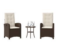 Vidaxl Ensemble De Bistro 3 Pcs Avec Coussins Marron Résine Tressée