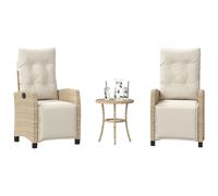 Ensemble de Bistro avec Coussins Sièges Patio 3 pcs Marron Résine Tressée vidaXL