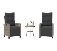 Ensemble de Bistro avec Coussins Sièges Patio 3 pcs Marron Résine Tressée vidaXL