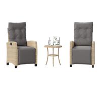 Ensemble de Bistro avec Coussins Sièges Patio 3 pcs Marron Résine Tressée vidaXL