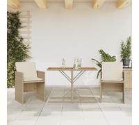Ensemble de Bistro avec Coussins Table Patio 3 pcs Beige Résine Tressée vidaXL