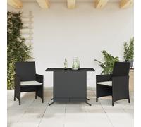 Vidaxl Ensemble De Bistro 3 Pcs Avec Coussins Noir Résine Tressée