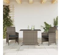Ensemble de Bistro avec Coussins Table Patio 3 pcs Beige Résine Tressée vidaXL