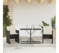 Vidaxl Ensemble De Bistro 3 Pcs Avec Coussins Noir Résine Tressée