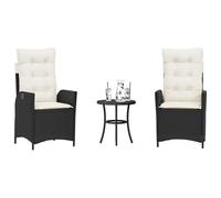 Ensemble de Bistro avec Coussins Table Patio 3 pcs Gris Résine Tressée vidaXL
