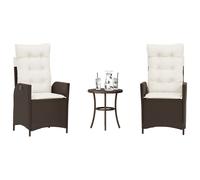 Ensemble de Bistro avec Coussins Table Patio 3 pcs Gris Résine Tressée vidaXL