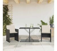 Vidaxl Ensemble De Bistro 3 Pcs Avec Coussins Noir Résine Tressée