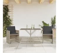 Ensemble de Bistro avec Coussins Table Patio 3 pcs Noir Résine Tressée vidaXL